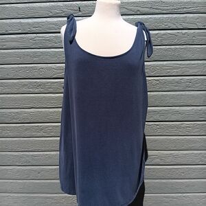 Navy Tie-Shoulder Tank Top - Women's Casual Swing Cami